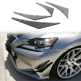 Universal 4PC Carbon Fiber Print Canards PU Front Bumper Lip Splitter