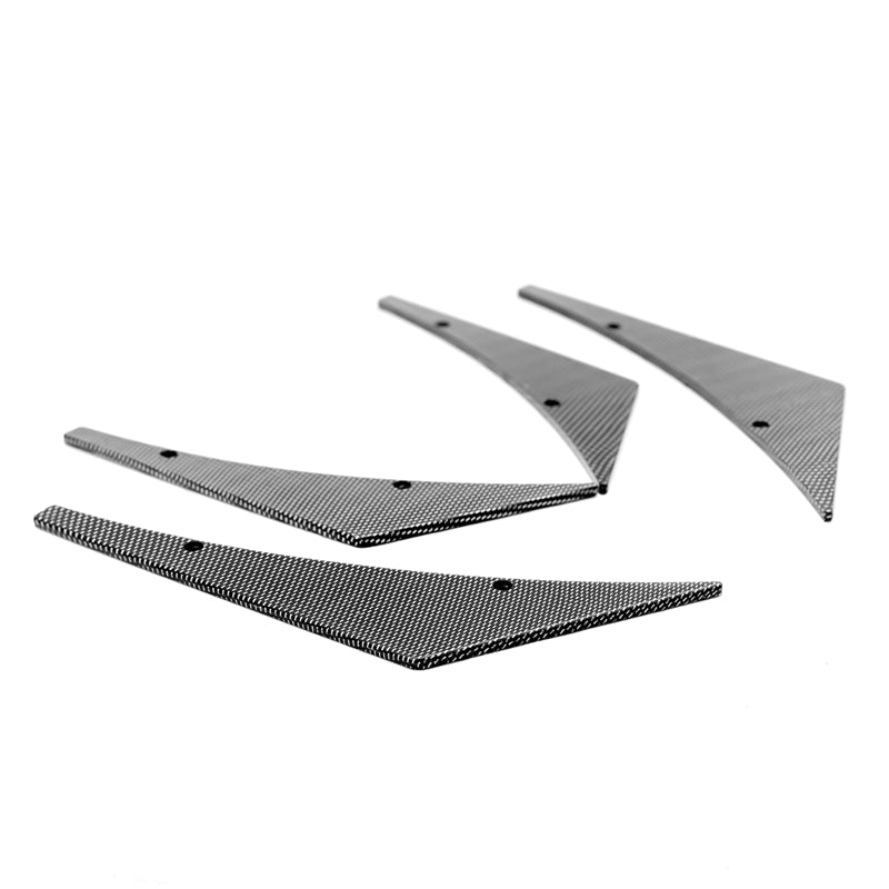 Universal 4PC Carbon Fiber Print Canards PU Front Bumper Lip Splitter