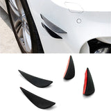 Universal 4PC Black Carbon Fiber Print Front Lip Splitter Canards Fin