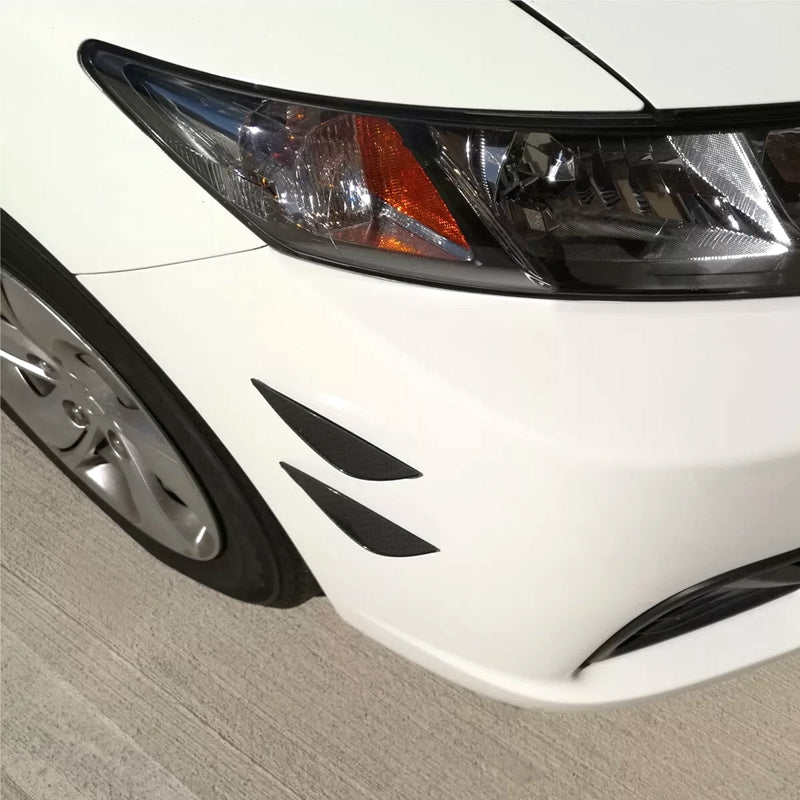 Universal 4PC Black Carbon Fiber Print Front Lip Splitter Canards Fin