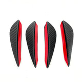 Universal 4PC Black Carbon Fiber Print Front Lip Splitter Canards Fin