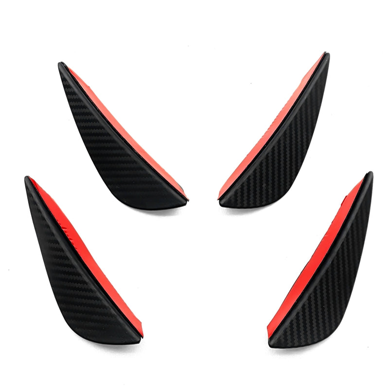 Universal 4PC Black Carbon Fiber Print Front Lip Splitter Canards Fin
