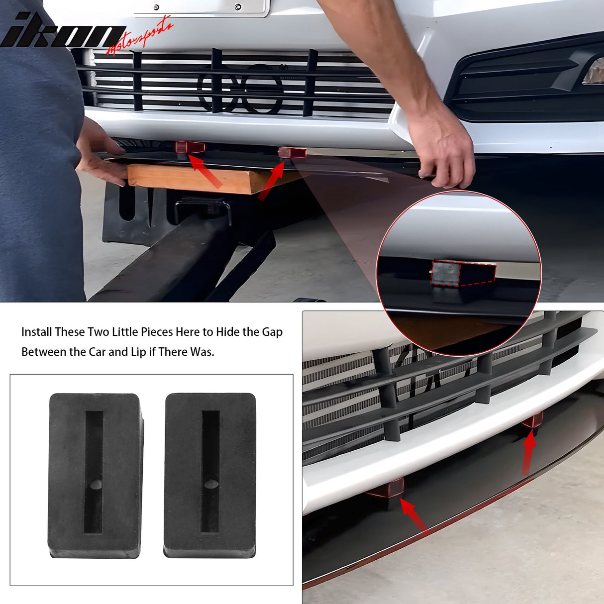 Universal IKON Style Unpainted 3PCS Front Lip Splitter Spoiler PU