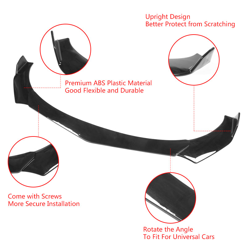 Universal 62"-66" Adjustable B Style Front Bumper Lip 3PC