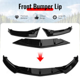2019-2021 Volkswagen Jetta IKON V1 Style Gloss Black Front Bumper Lip PP 3PCS