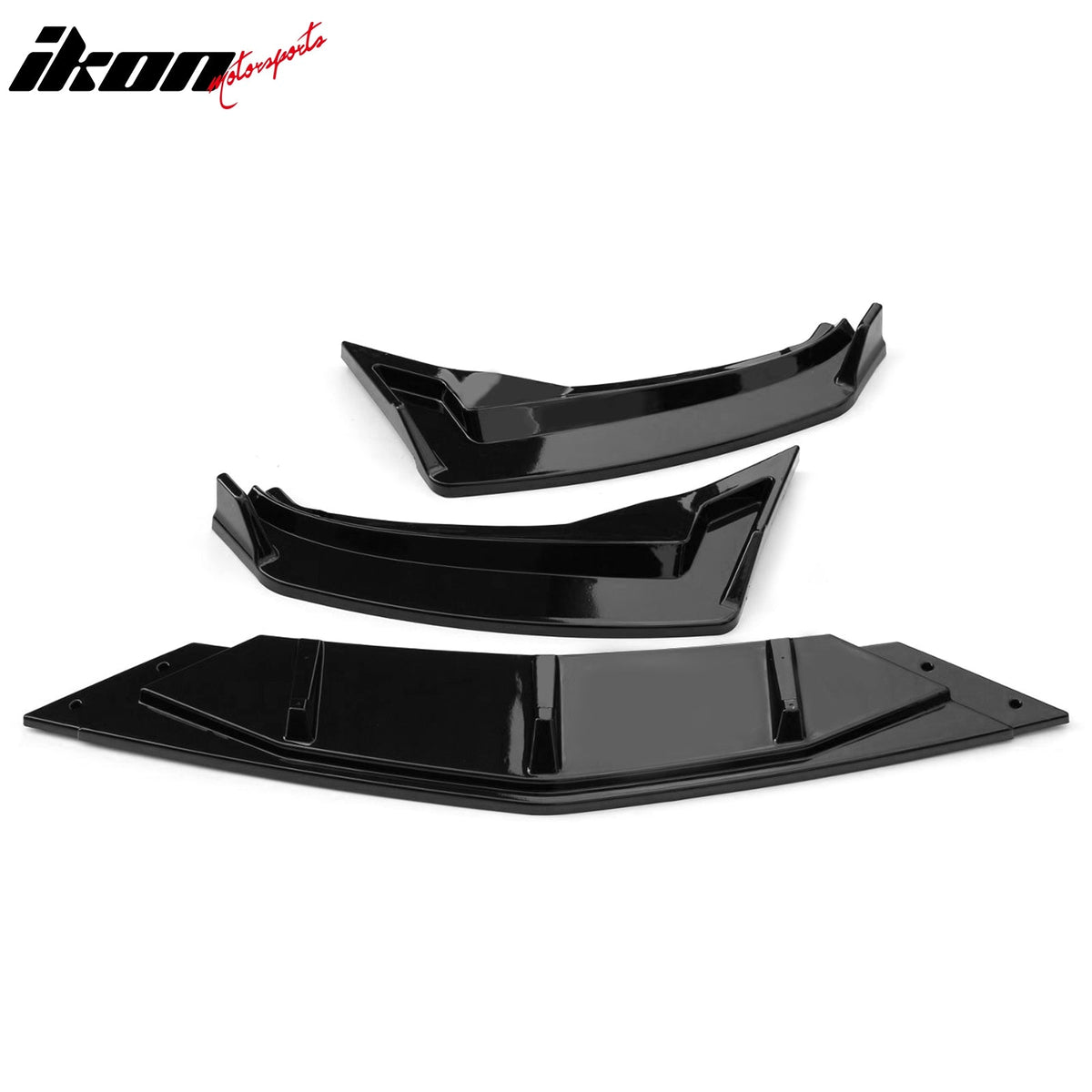 2019-2021 Volkswagen Jetta IKON V1 Style Gloss Black Front Bumper Lip PP 3PCS