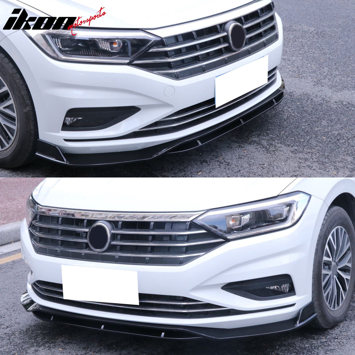 2019-2021 Volkswagen Jetta IKON V2 Style Gloss Black Front Bumper Lip PP 4PCS