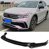 2022-2024 Volkswagen Tiguan R-Line IKON Style Gloss Black Front Bumper Lip PP 4PCS