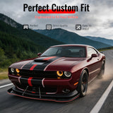 2015-2023 Dodge Challenger SRT Hellcat Carbon Fiber Print Front Bumper Lip PP 3PCS