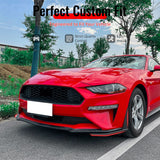 2018-2023 Ford Mustang Ecoboost & GT 2PCS Front Bumper Lip Side Corner Spoiler Winglets Splitter GT500 Style Painted Carbon Fiber Print ABS Plastic