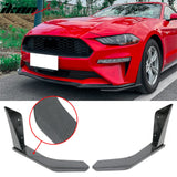 2018-2023 Ford Mustang Ecoboost & GT 2PCS Front Bumper Lip Side Corner Spoiler Winglets Splitter GT500 Style Painted Carbon Fiber Print ABS Plastic