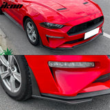 2018-2023 Ford Mustang Ecoboost & GT 2PCS Front Bumper Lip Side Corner Spoiler Winglets Splitter GT500 Style Painted Carbon Fiber Print ABS Plastic