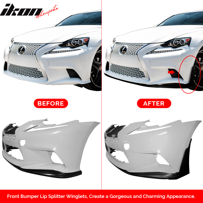 2014-2016 Lexus IS F Sport JDM Unpainted Front Bumper Winglets PU