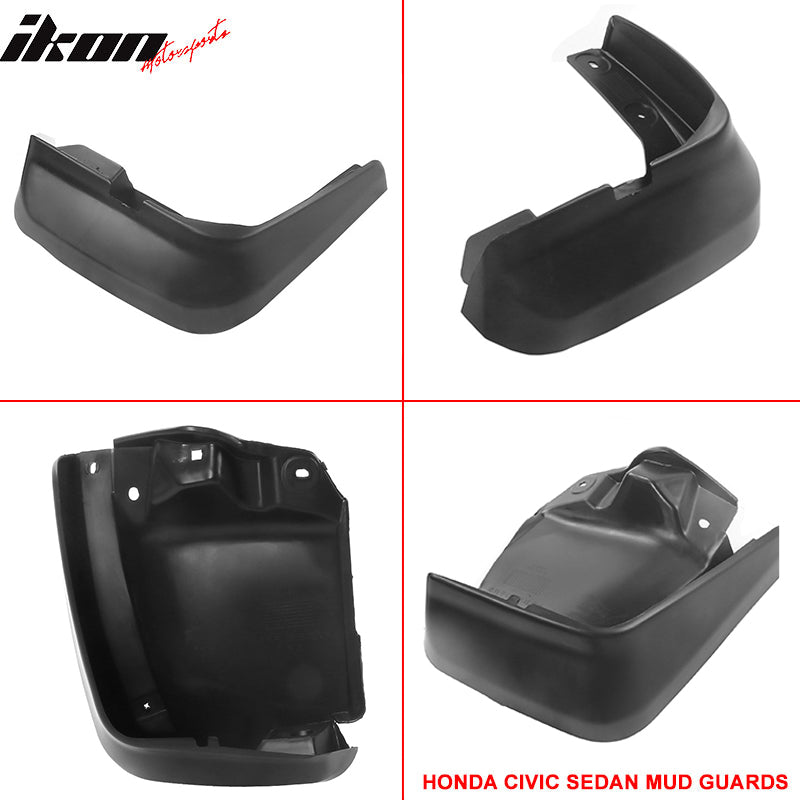 2012-2014 Honda Civic 4Pc 4Dr OE Style Mud Guard Splash Flap Fender PU
