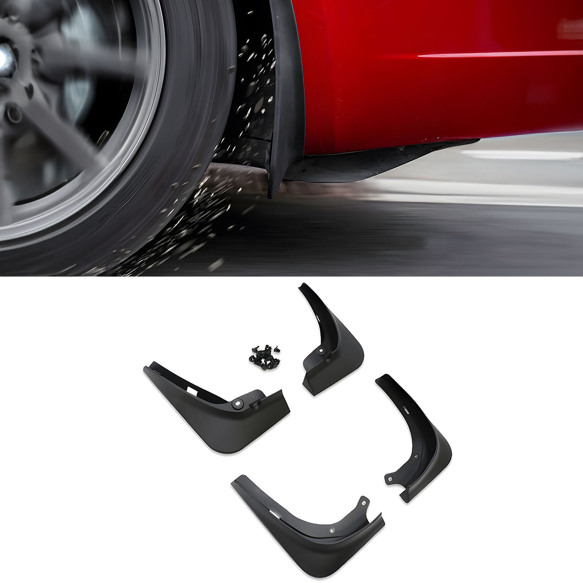 2017-2023 Tesla Model 3 Matte Black Fender Mud Guards Splash Flaps PP