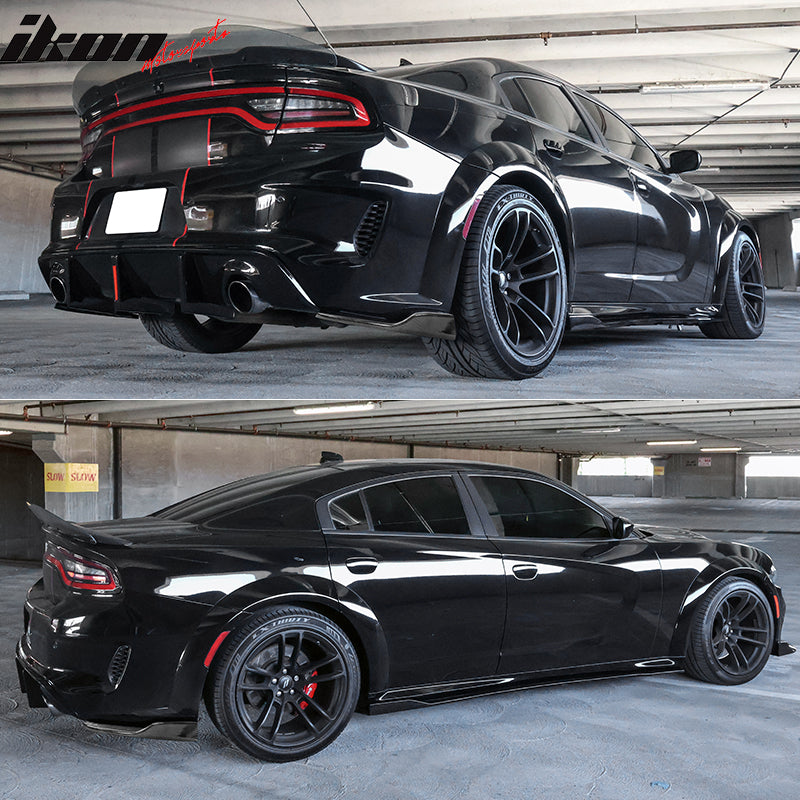 2020-2023 Dodge Charger IKON Matte Black Rear Bumper Side Apron PP