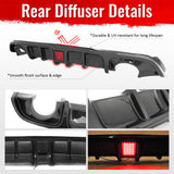 2017-2022 INFINITI Q60 Rear Diffuser Lip W/ LED Brake Light Lamp Carbon Fiber Print PP