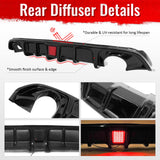 2017-2022 INFINITI Q60 Rear Diffuser Lip W/ LED Brake Light Lamp Gloss Black PP