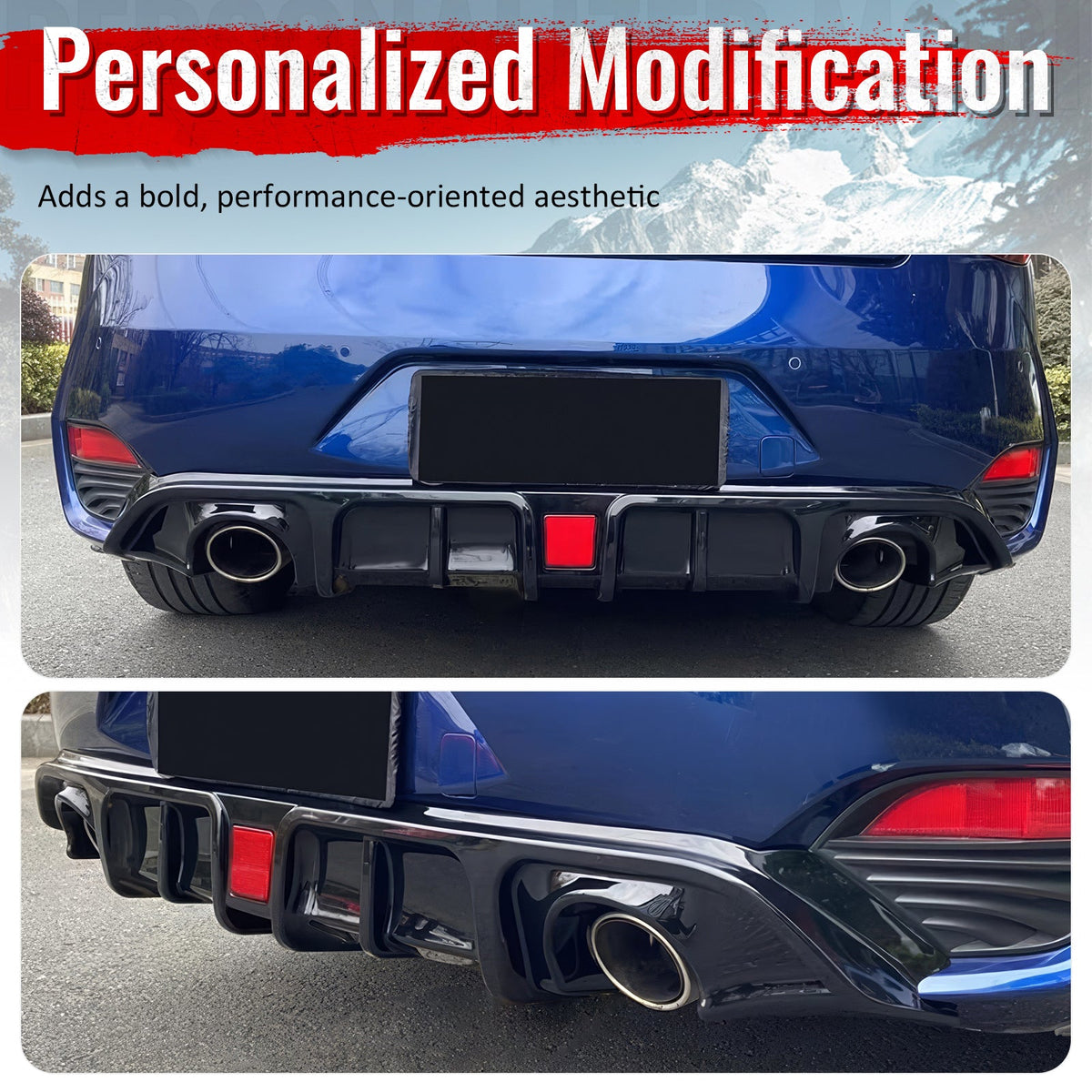 2017-2022 INFINITI Q60 Rear Diffuser Lip W/ LED Brake Light Lamp Gloss Black PP