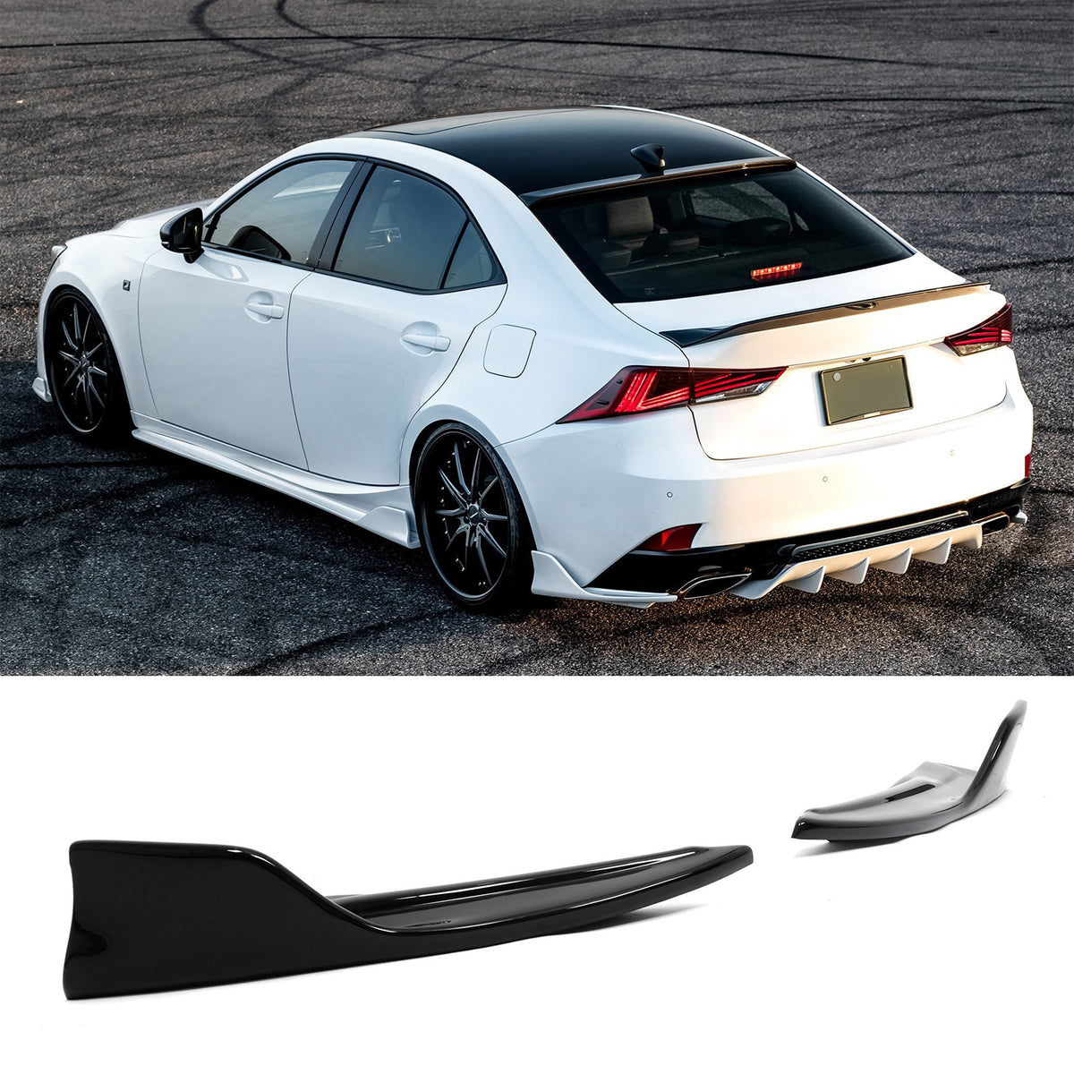 2014-2020 Lexus IS Sedan Artisan Style Rear Aprons Gloss Black PP 2PCS