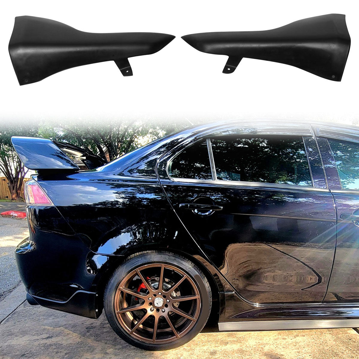 Rear Bumper Lip Aprons for Mitsubishi Lancer 2008-2015 Unpainted PU 2PC