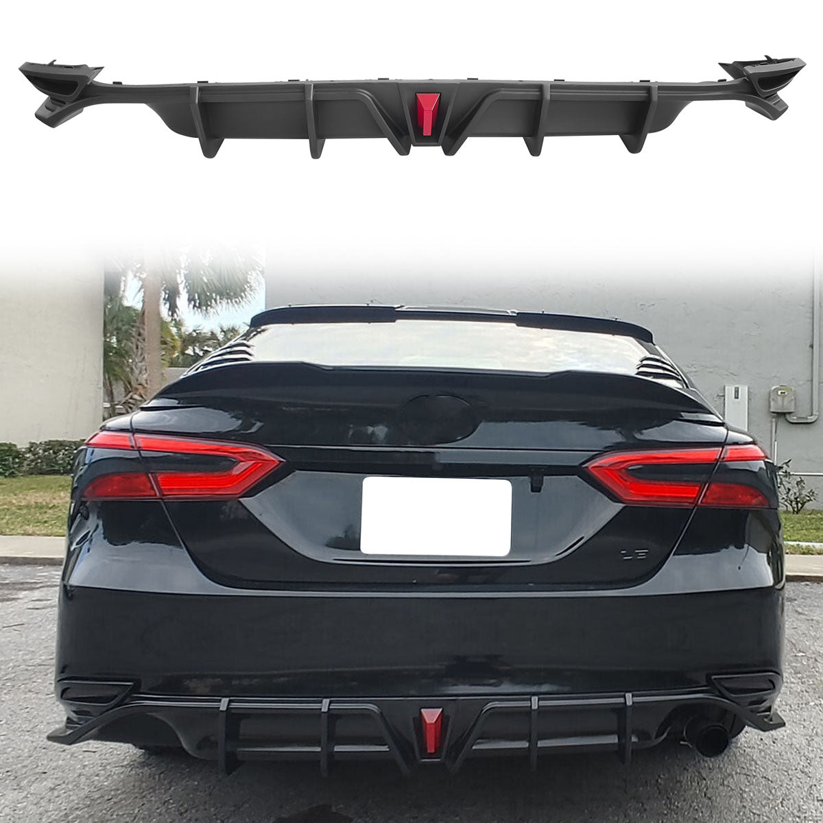 2018-2024 Toyota Camry LE XLE Matte Black Rear Bumper Diffuser Lip PP
