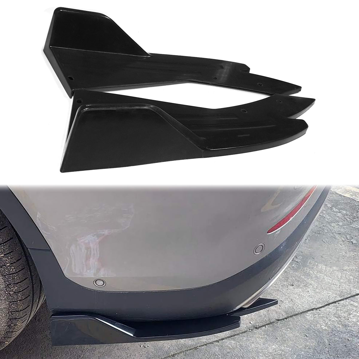 Rear Bumper Aprons Side Extensions Splitters for Universal Unpainted PU