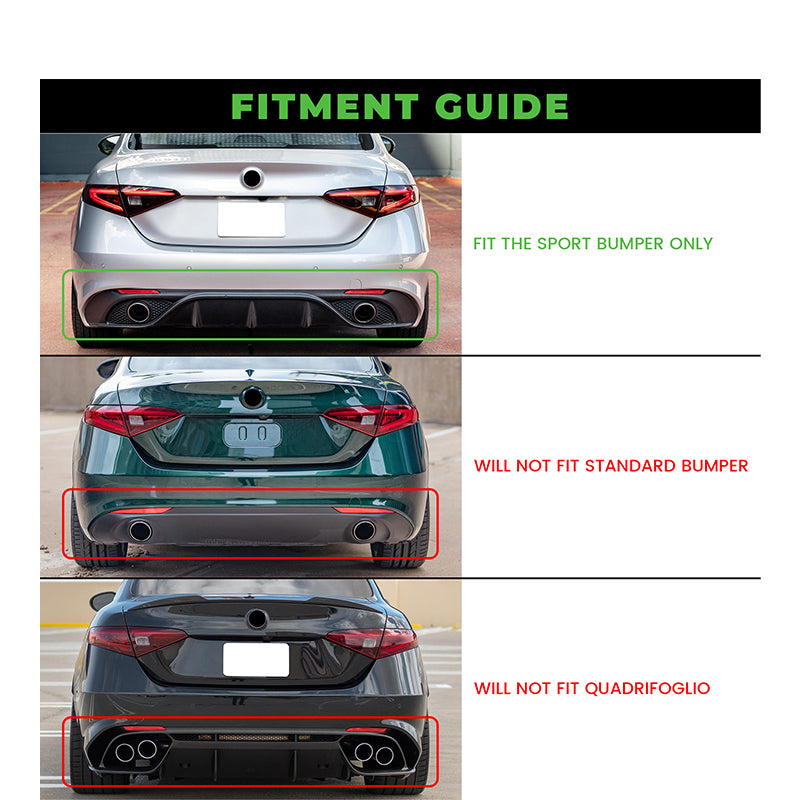 Rear Bumper Aprons for Alfa Romeo Giulia 2017-2026 MX Style Unpainted PU