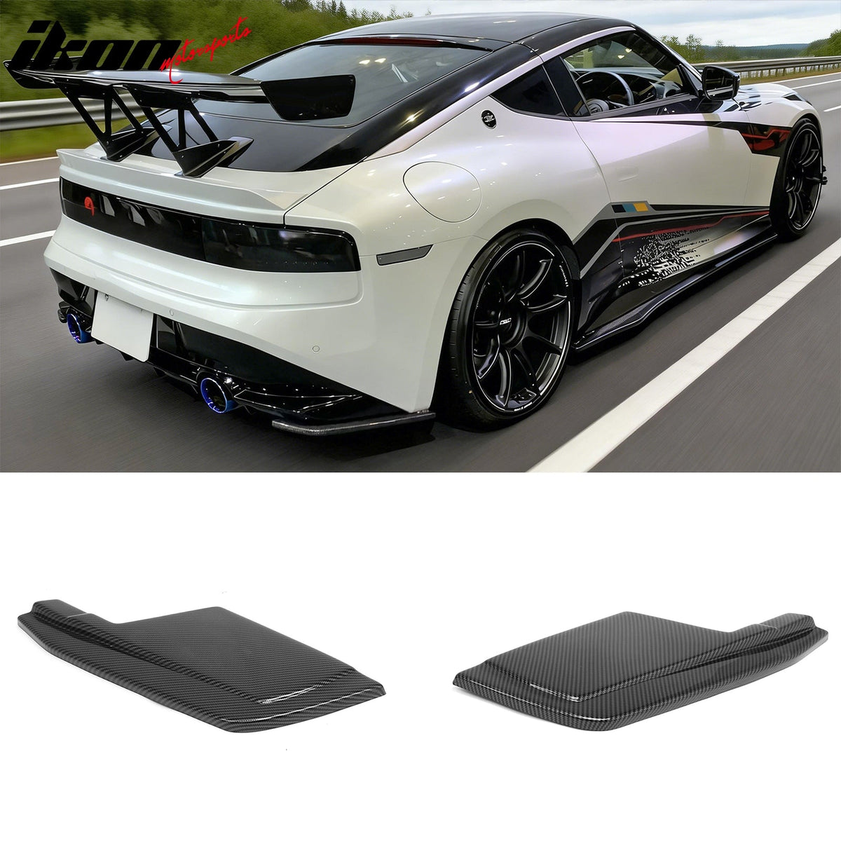 2023-2026 Nissan Z (400Z) V Style Rear Bumper Lip Aprons Carbon Fiber Print ABS