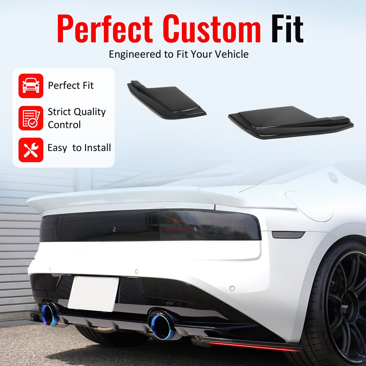 2023-2026 Nissan Z (400Z) V Style Rear Bumper Lip Aprons Gloss Black ABS