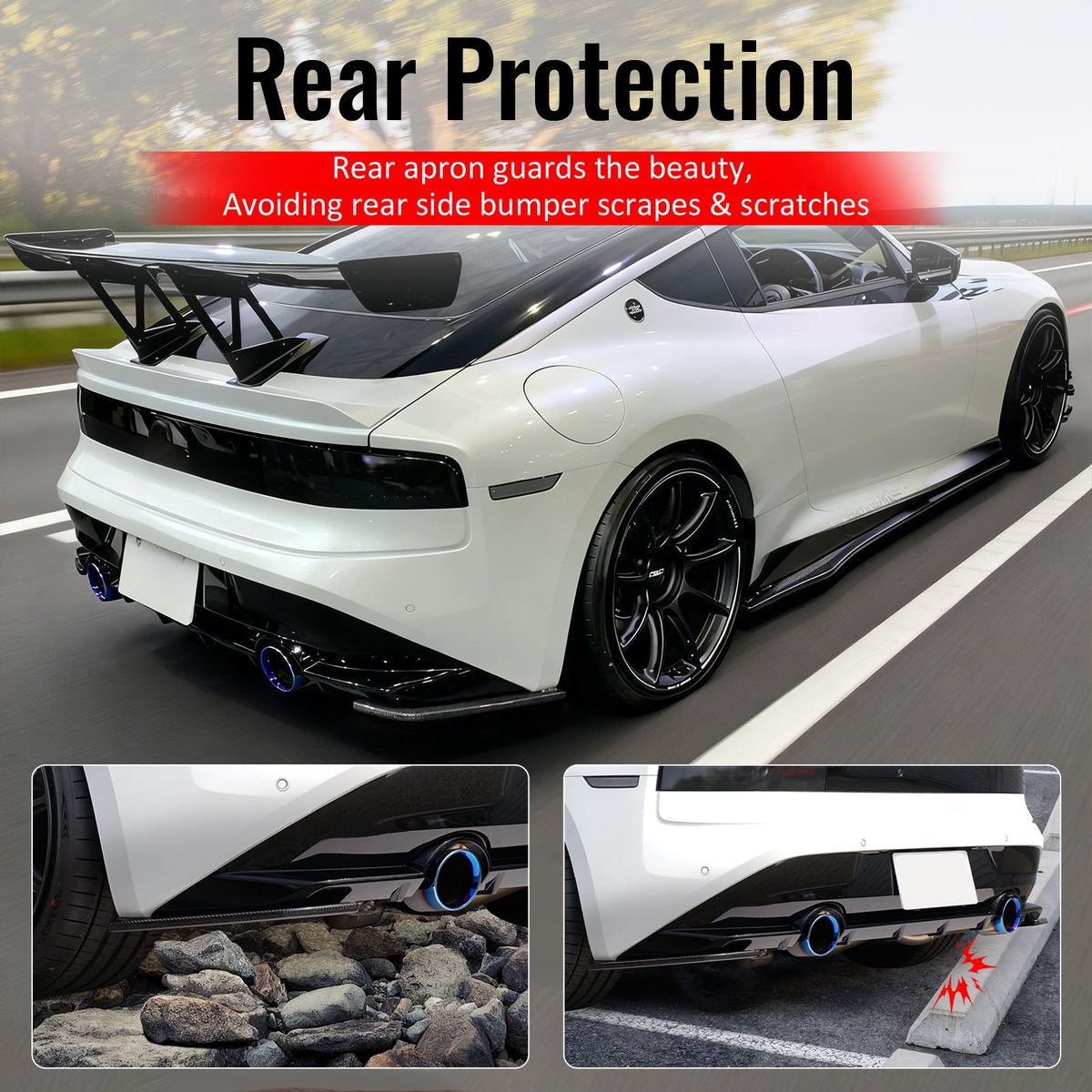 2023-2026 Nissan Z (400Z) V Style Rear Bumper Lip Aprons Gloss Black ABS