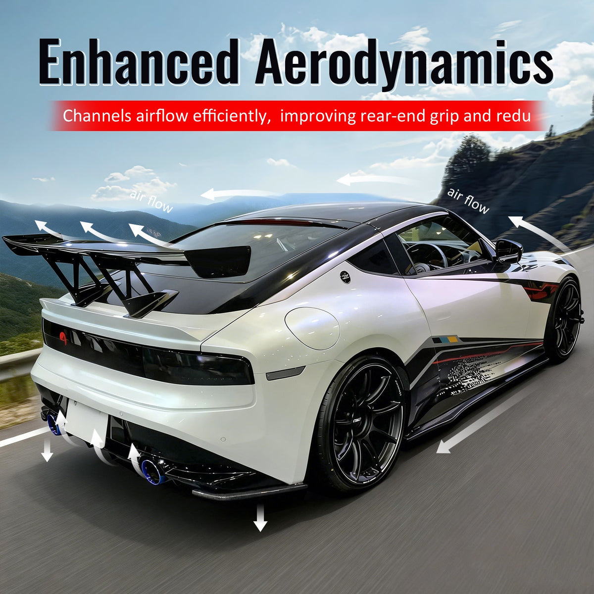 2023-2026 Nissan Z (400Z) V Style Rear Bumper Lip Aprons Matte Black ABS