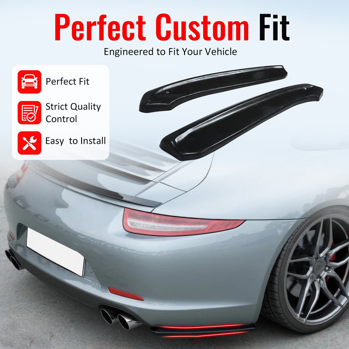 2012-2016 Porsche 991.1 911 MX Style Rear Bumper Aprons Unpainted PU