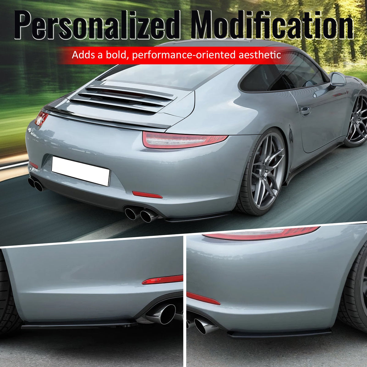 2012-2016 Porsche 991.1 911 MX Style Rear Bumper Aprons Unpainted PU