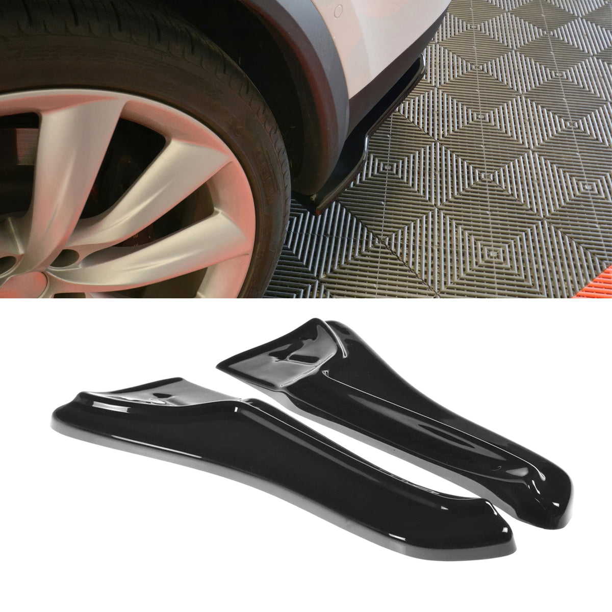 Rear Splitter Aprons for Tesla Model X 2016-2026 Maxton Style Unpainted PU