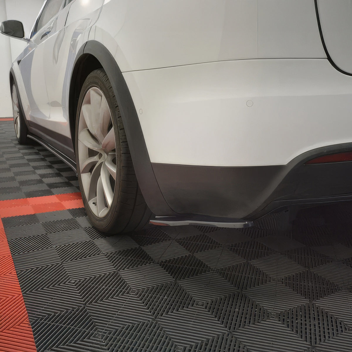 Rear Splitter Aprons for Tesla Model X 2016-2026 Maxton Style Unpainted PU