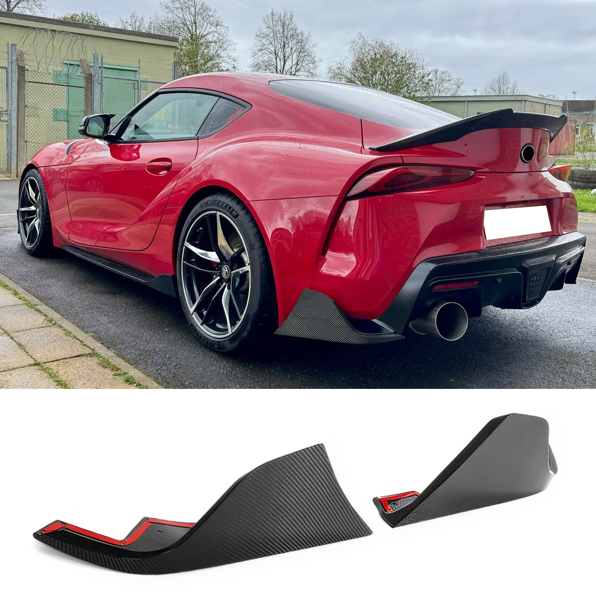 2020-2025 Toyota GR Supra A90 AG Style Rear Aprons Gloss Carbon Fiber