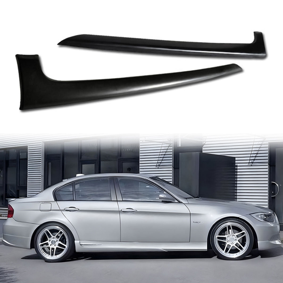 2006-2008 BMW E90 3 Series AC Style Unpainted Black Side Skirts PU