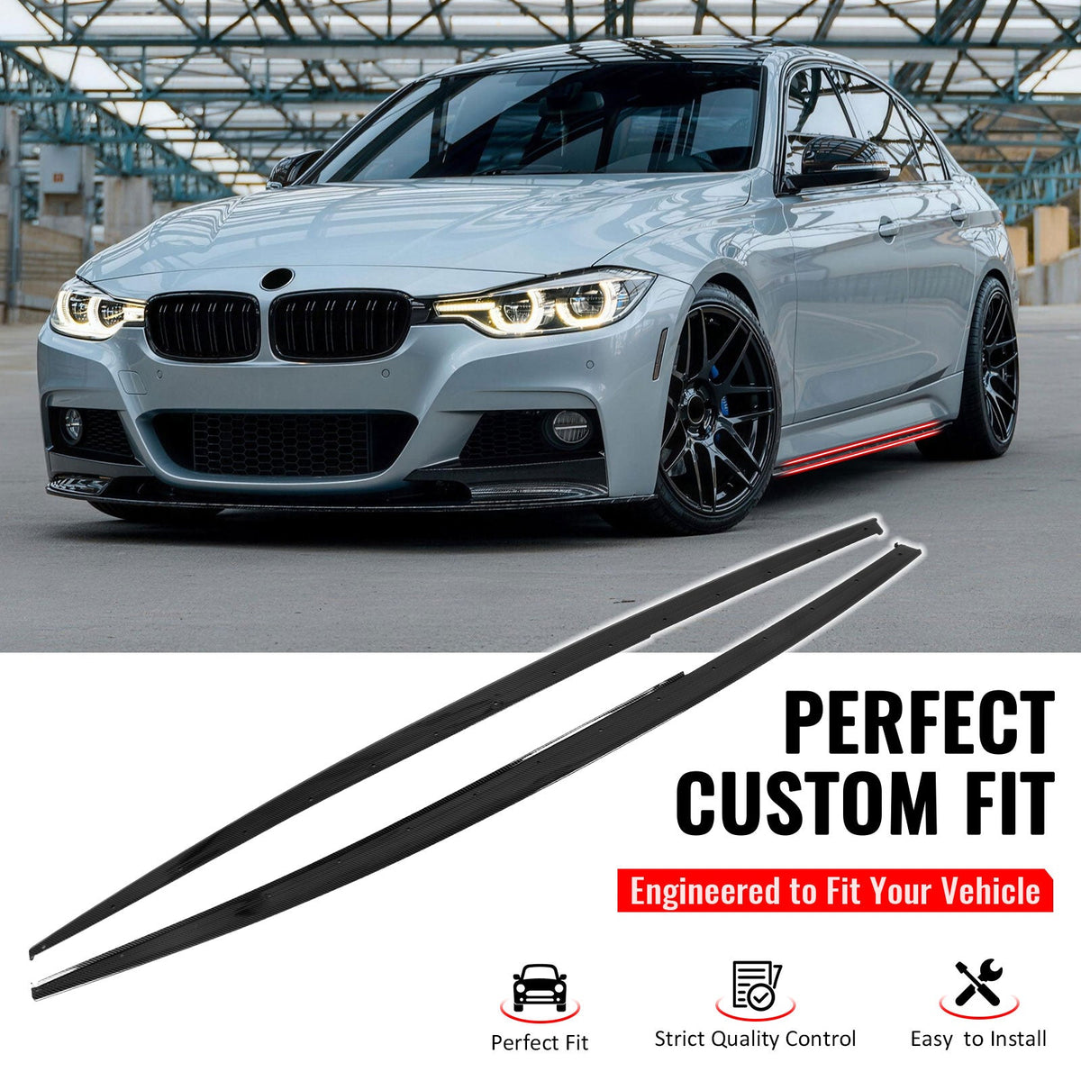 2012-2018 BMW 3 Series F30 F31 M Sport Package Side Skirts Panels Carbon Fiber Print MP Style