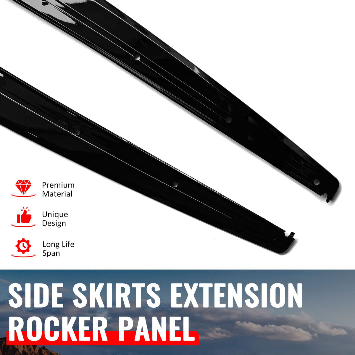 2012-2018 BMW 3 Series F30 F31 M Sport Package Side Skirts Panels Gloss Black MP Style