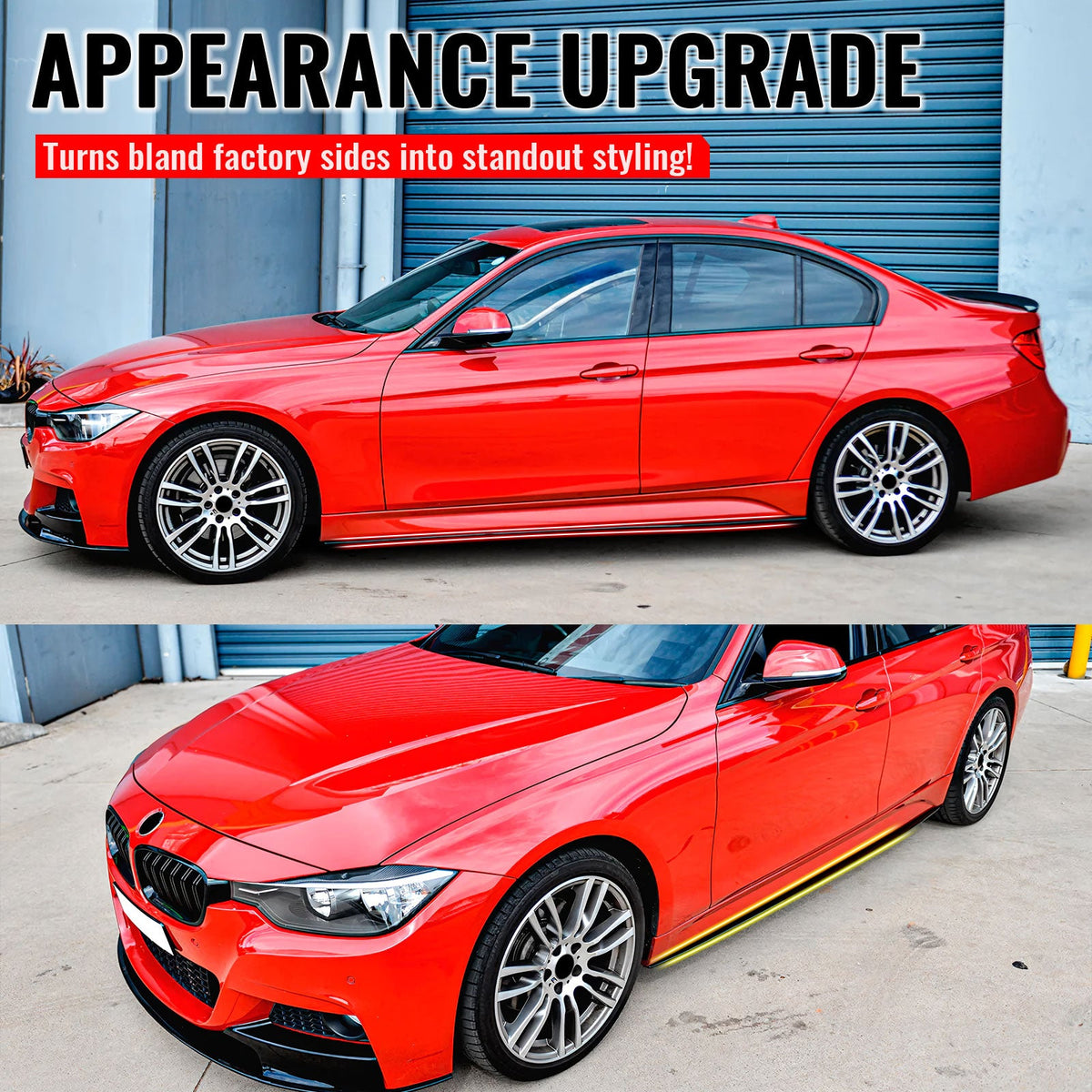 2012-2018 BMW 3 Series F30 F31 M Sport Package Side Skirts Panels Gloss Black MP Style