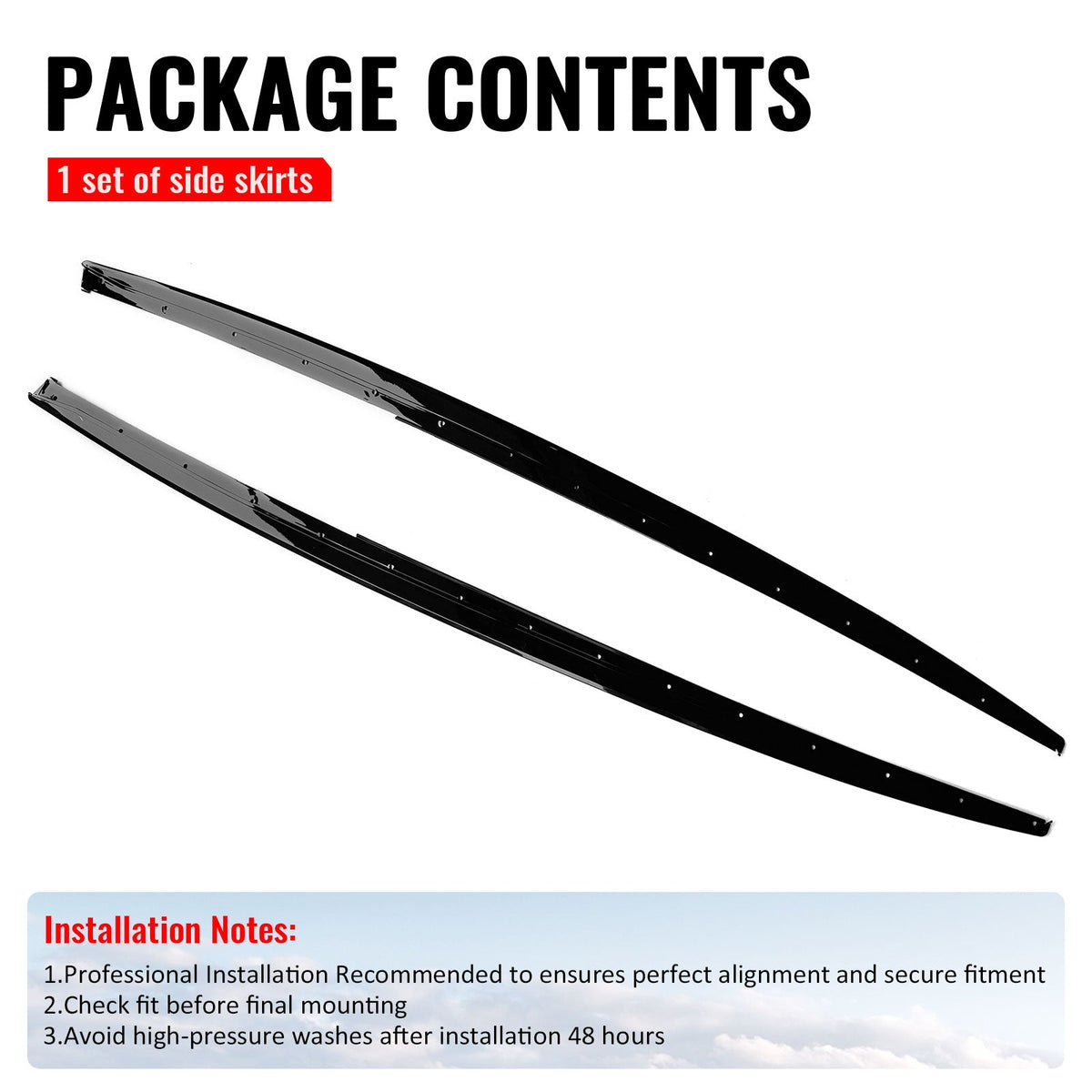2012-2018 BMW 3 Series F30 F31 M Sport Package Side Skirts Panels Gloss Black MP Style