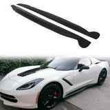 2014-2019 Chevy Corvette C7 Stingray Unpainted Black Side Skirts PU