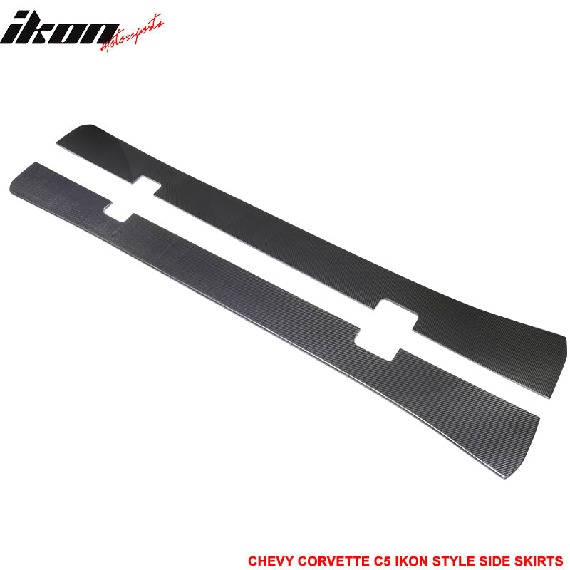 1997-2004 Chevy Corvette C5 IKON Style Side Skirts Carbon Fiber