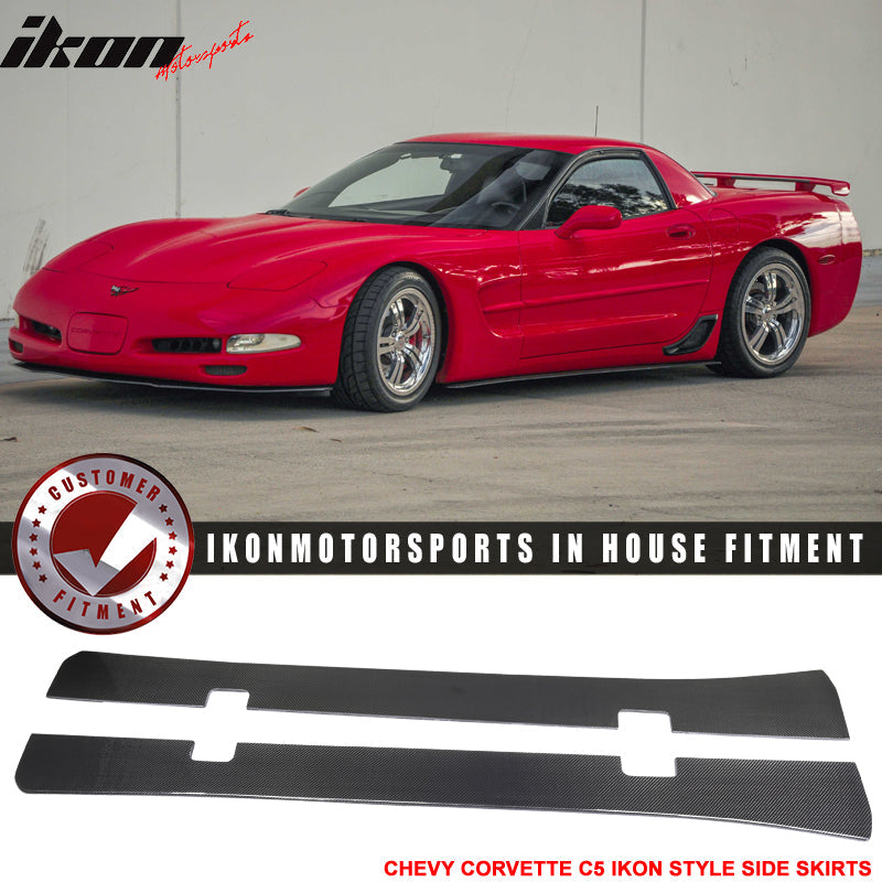 1997-2004 Chevy Corvette C5 IKON Style Side Skirts Carbon Fiber