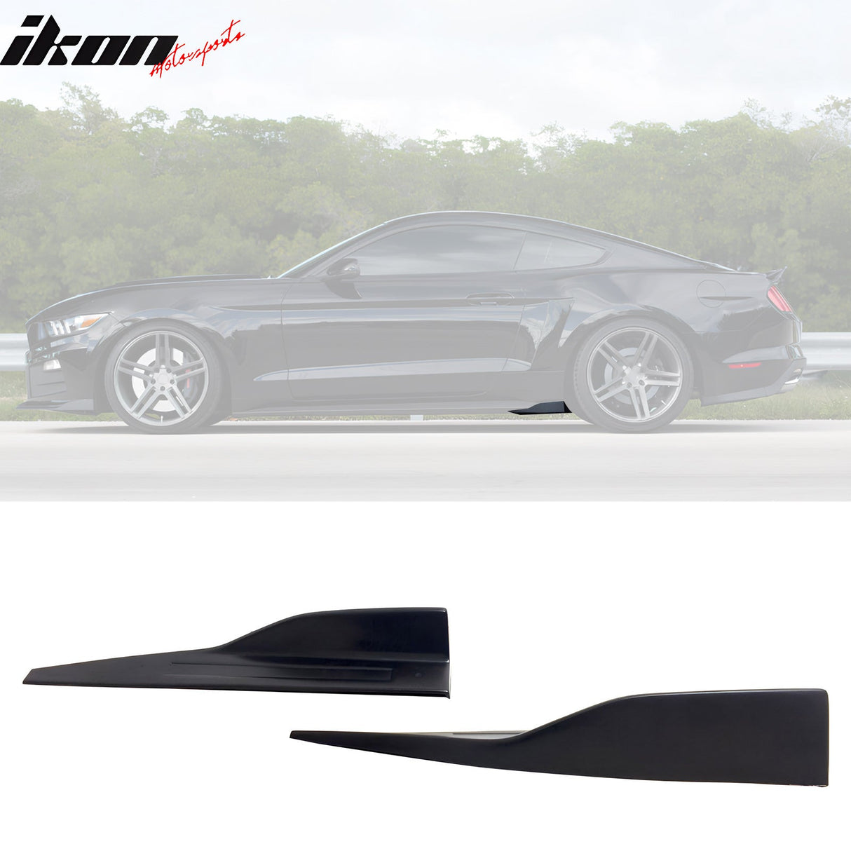 Universal Side Skirts PU ROU Style Unpainted BlackÂ Rocker Pane