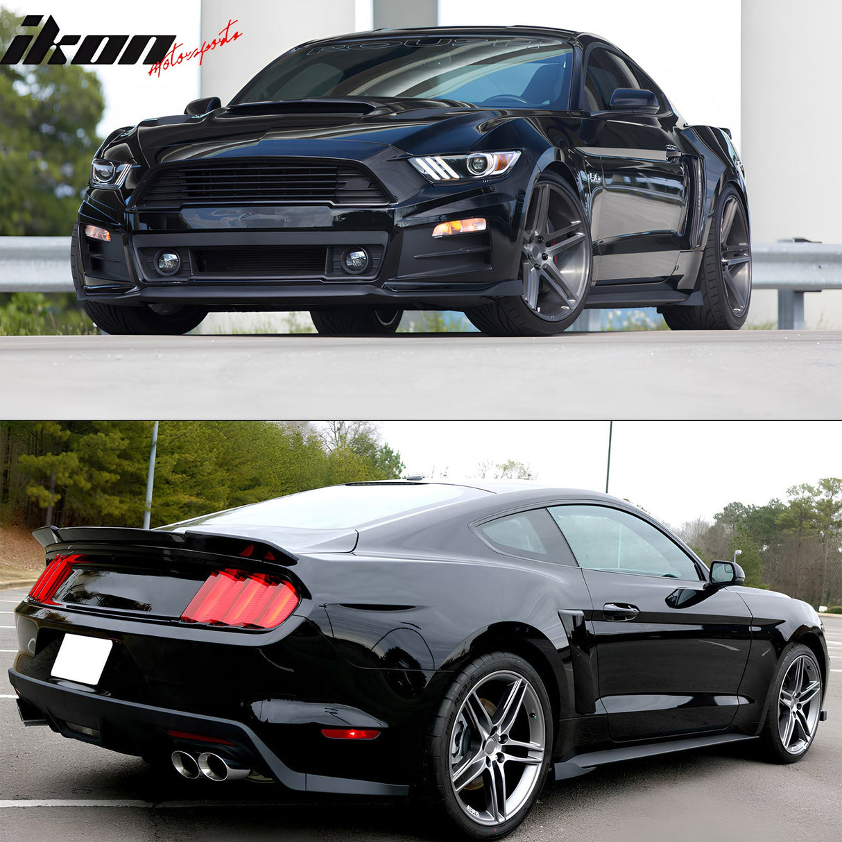 Universal Side Skirts PU ROU Style Unpainted BlackÂ Rocker Pane