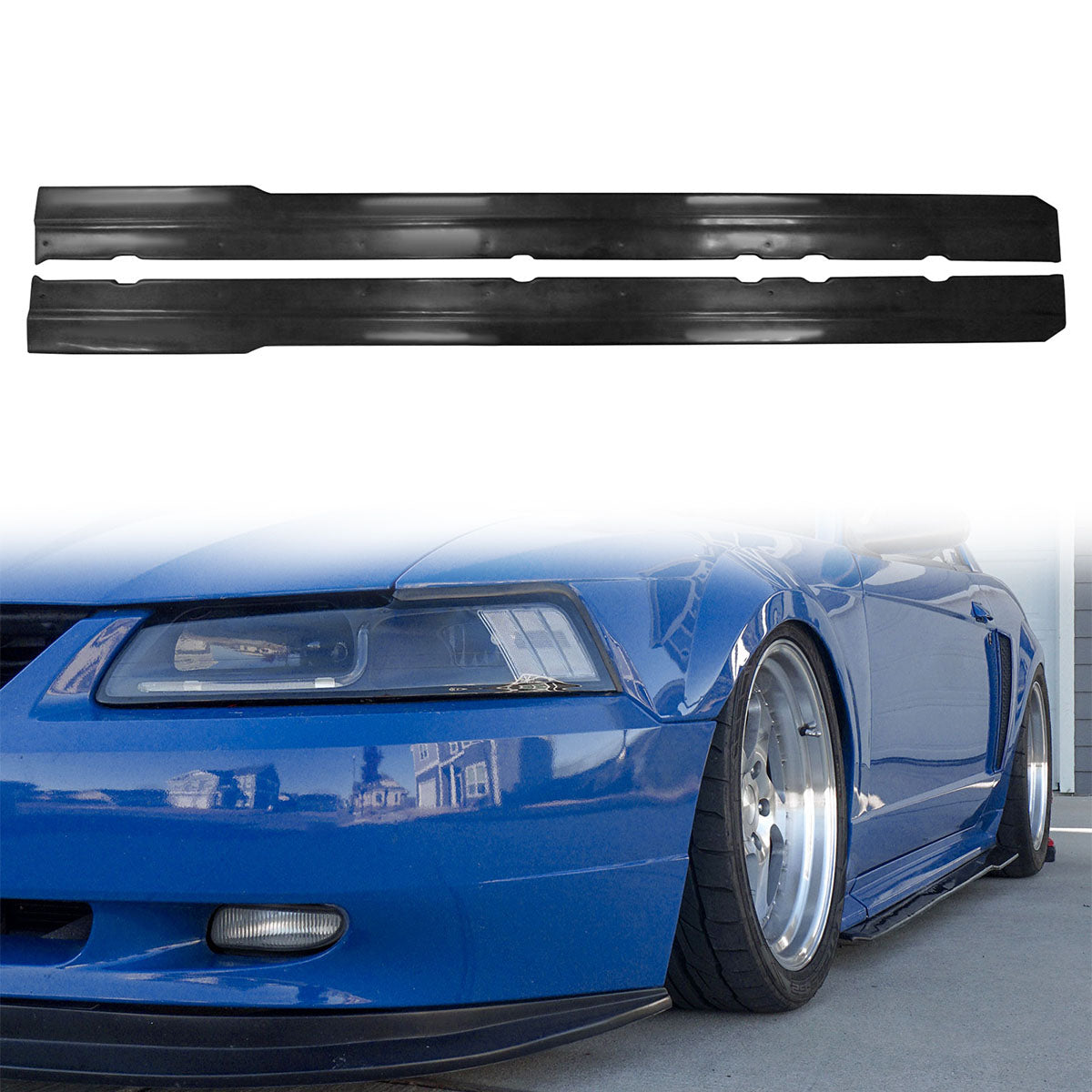 1999-2004 Ford Mustang Side Skirts Extention MDA Style Unpainted Black