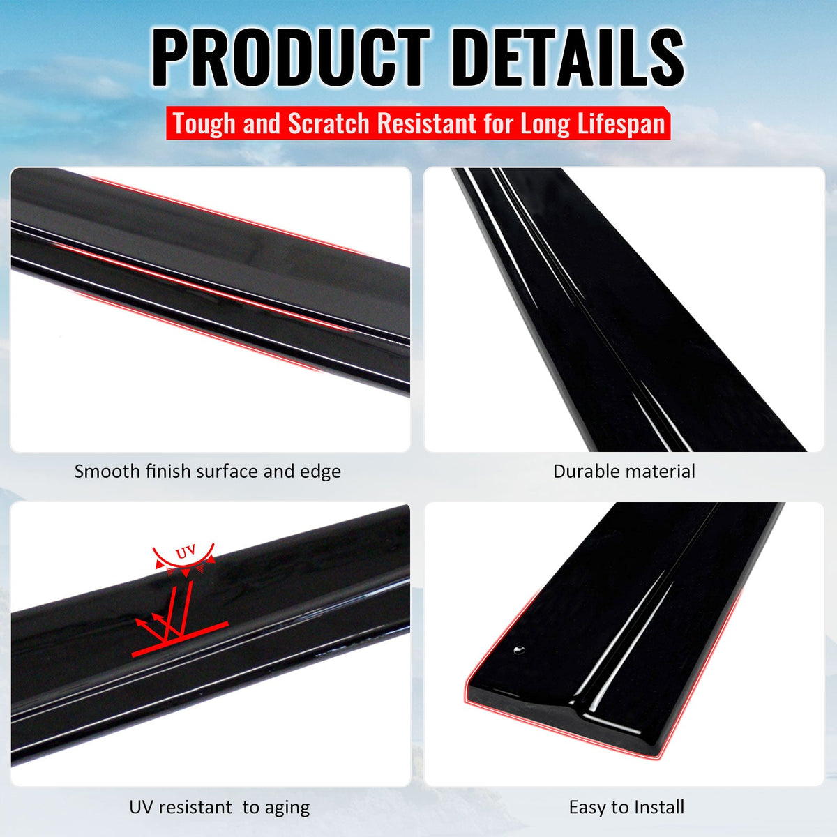 2014-2019 Ford Fiesta ST & ST Line Side Skirts Extension Rocker Panel Splitter Lip Added on Body Kits IKON Style Painted Gloss Black ABS Plastic