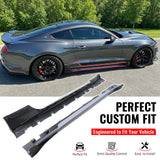 2015-2023 Ford Mustang Side Skirts Shelby Super Snake Style PP Matte Black Rocker Panel